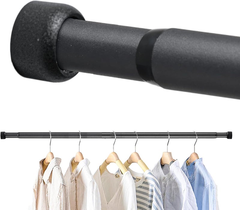 TwinkleTool Closet Rod for Hanging Clothes, 30-92 Inch Adjustable Shower Curtain Rod Heavy Duty Wall Mount Clothes Hanging Bar for Closet, Wardrobes, Bathroom, RV, Window, Laundry, Room Divider, Black - Image 1